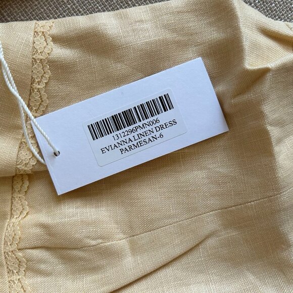 NWT Reformation Evianna Linen Mini Dress Sz6 Parmesan Yellow - Picture 4 of 6